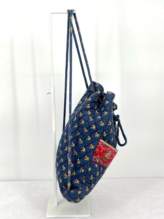 Vintage Vera Bradley Ditty Bag Provencal Blue Quilted Cotton Drawstring Backpack main image 7